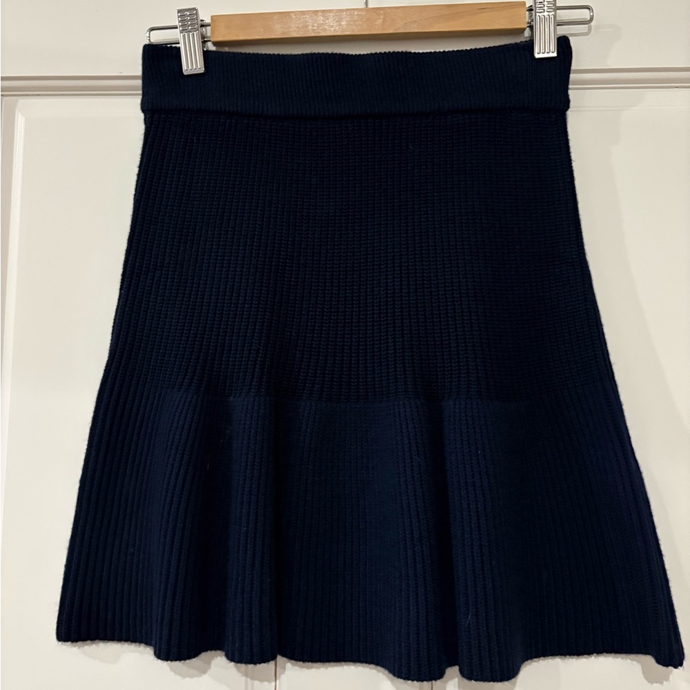 Zara Navy A-Line Knit Skirt